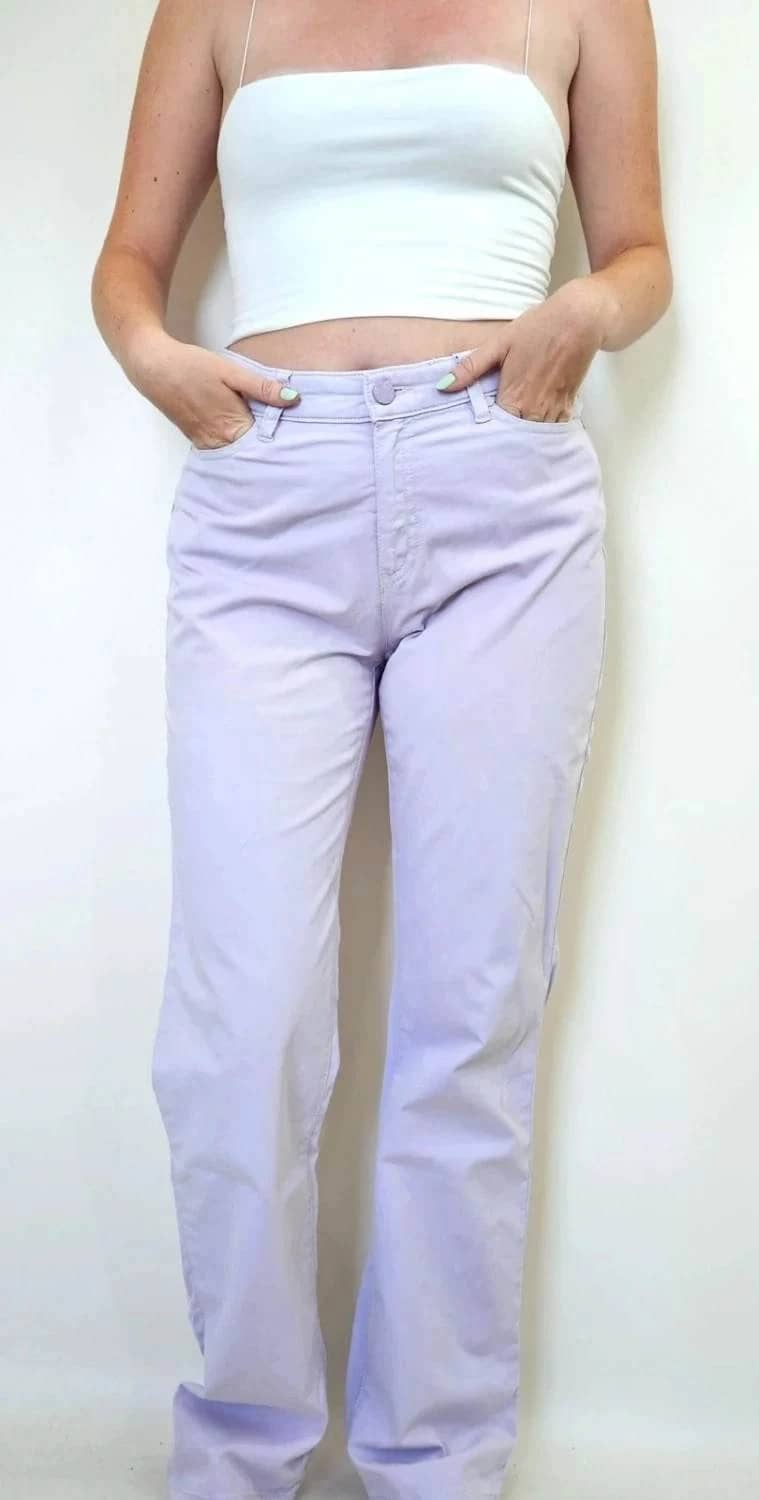 Pantalon droit Saint Hilaire violet pastel stretch confortable taille 40