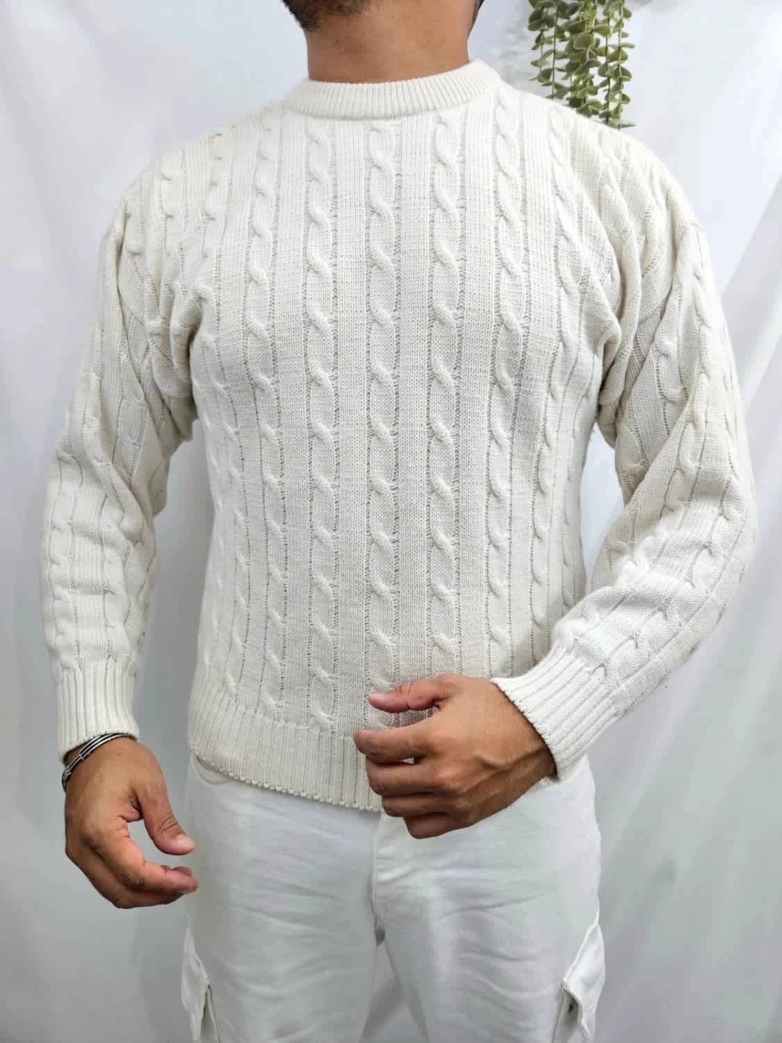 Pull blanc torsadé Status taille XL