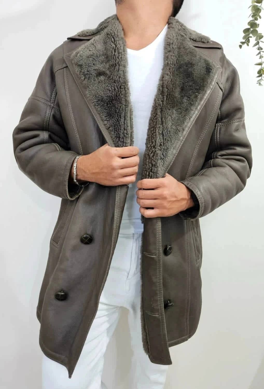 Manteau shearling véritable peau lainée Jacques Jekel Made in France taille XL
