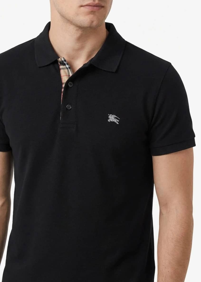 Polo Burberry London slim fit noir motif nova Check logo brodé taille L