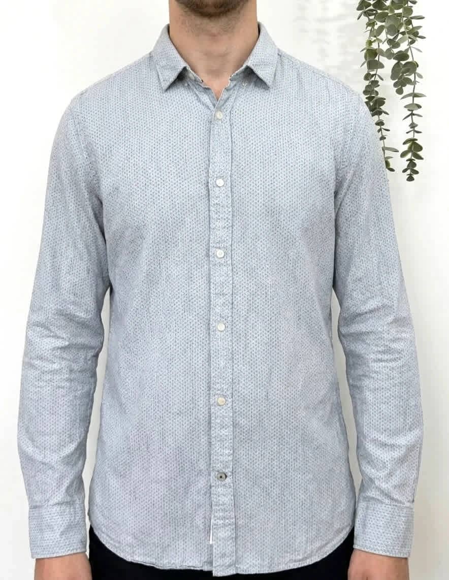 Chemise coton slim fit Tommy Hilfiger gris clair à motifs taille M - FP260122