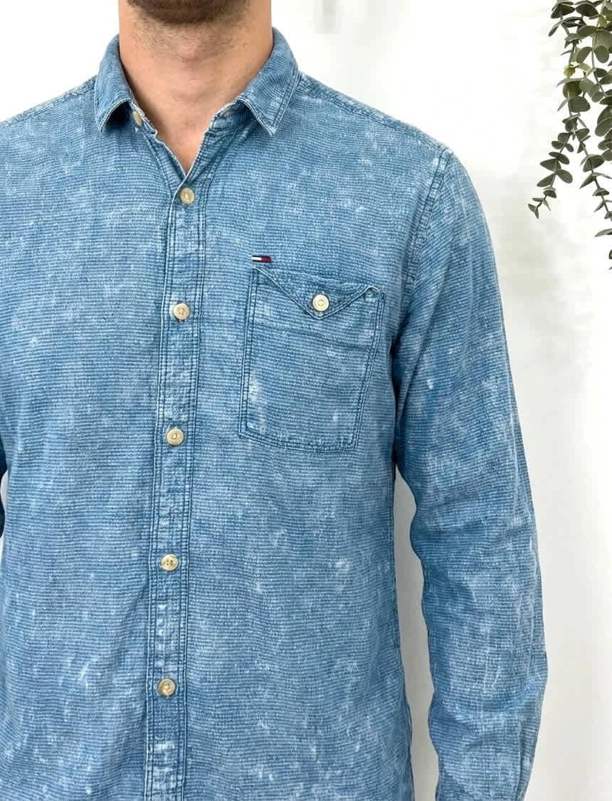 Chemise effet denim slim Tommy Hilfiger bleu taille XS - FP260141
