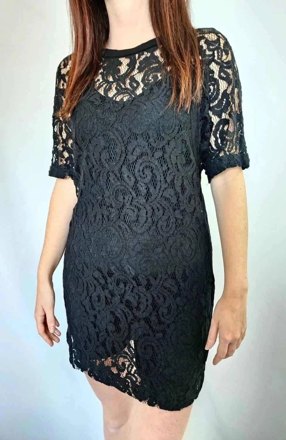Robe noire dentelle Maje taille 2