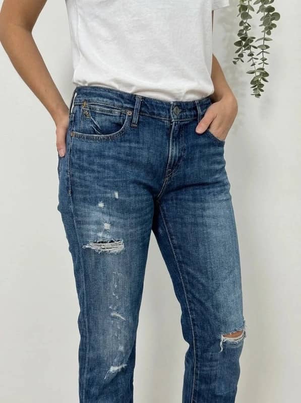 Jean Astor boyfriend destroy Polo Ralph Lauren denim bleu taille W27