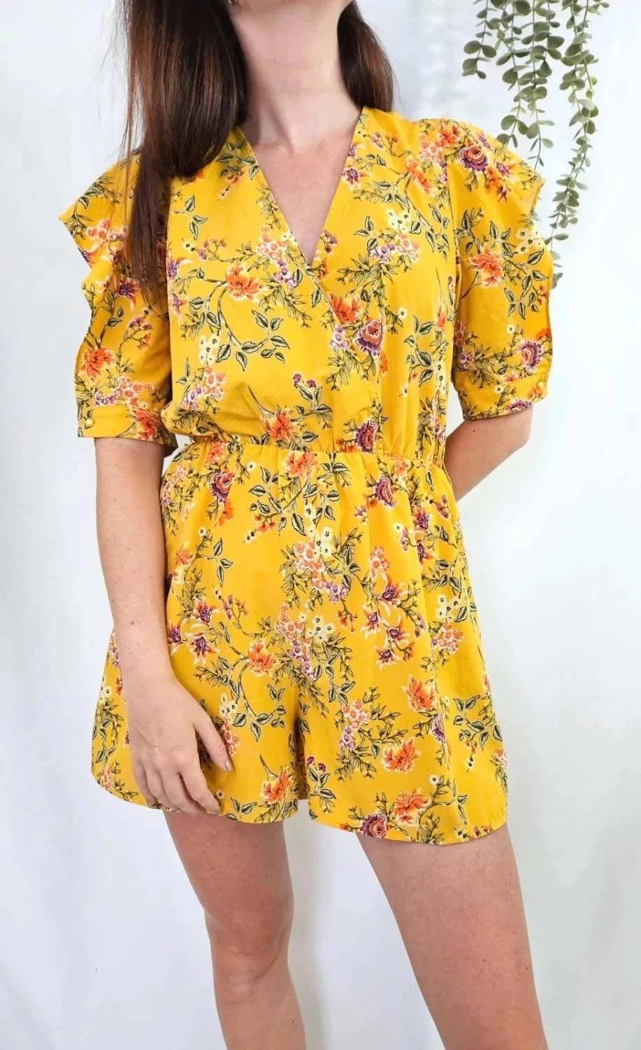 Combishort jaune fleurie Timiami taille M