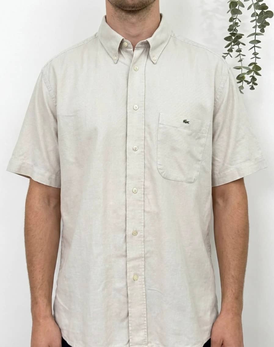 Chemise manches courtes Lacoste coton beige taille 44/XL - FP260194