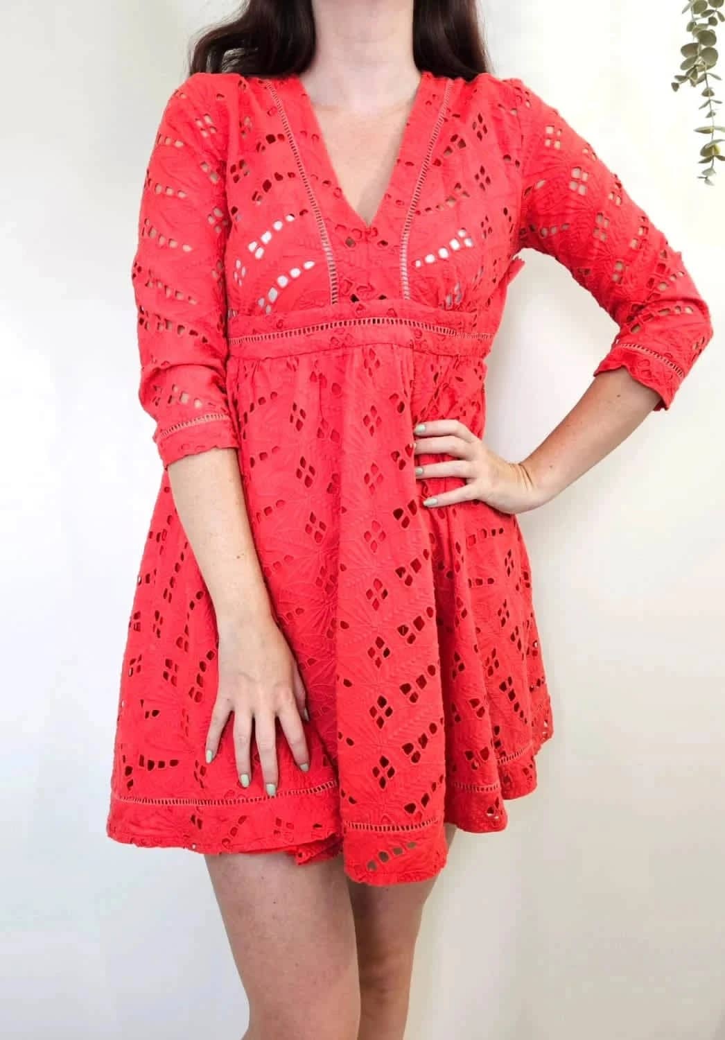 Robe patineuse Opullence rouge brodée taille S