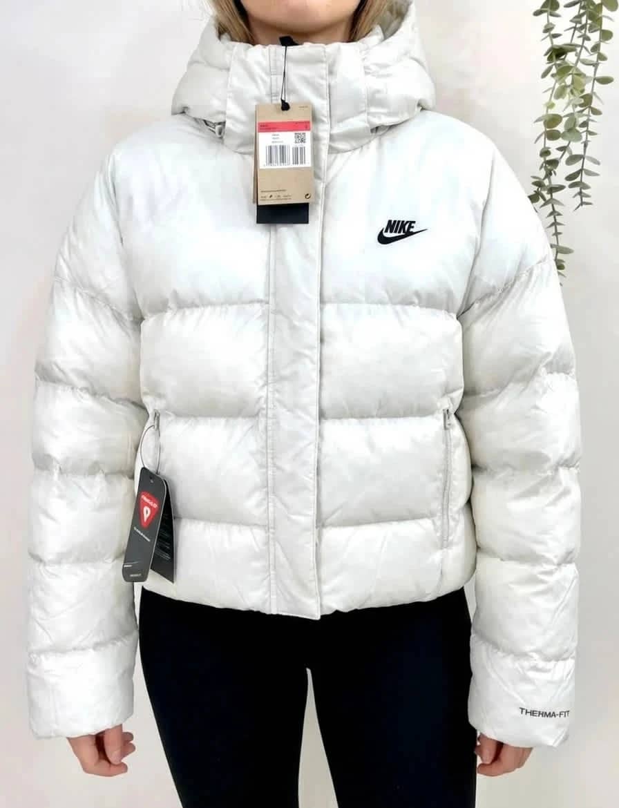Doudoune matelassée blanche Puffer Nike avec capuche coupe ample Therma-Fit taille L