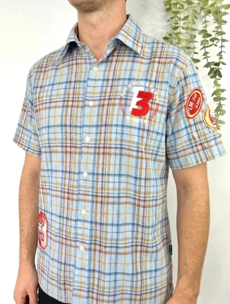 Chemise manches courtes vintage à motifs taille L