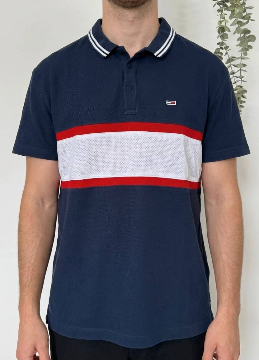 Polo Tommy Jeans colorblock bleu marine taille XXL - FP260211