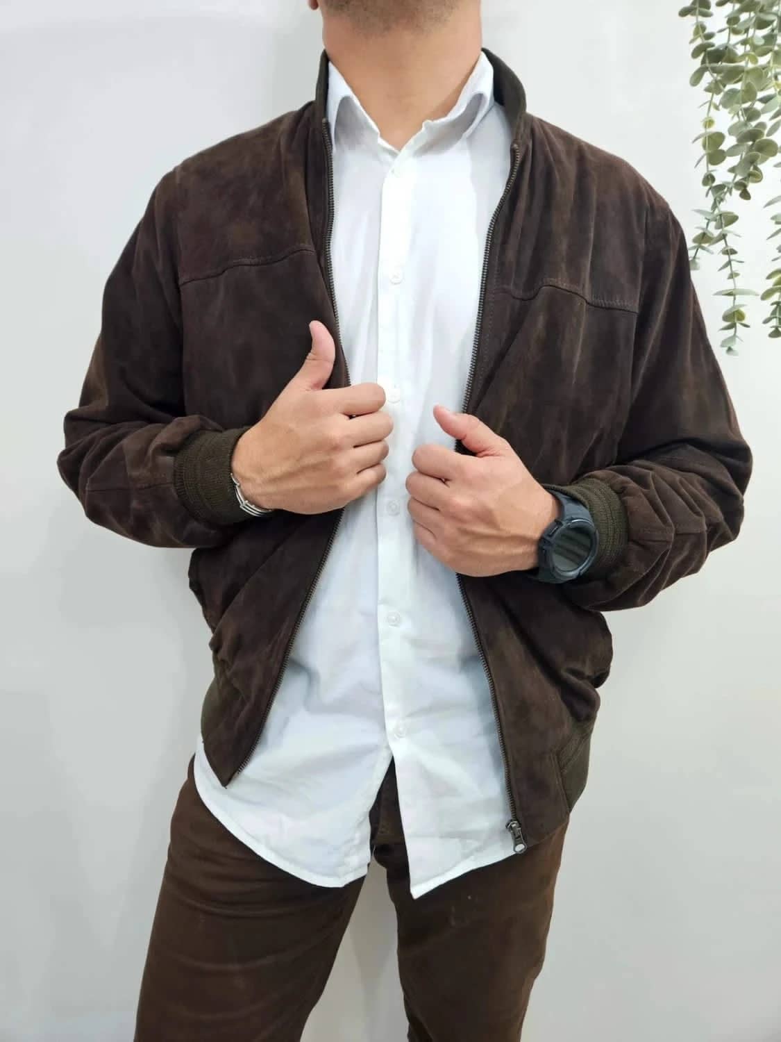 Veste en cuir marron vintage Sija taille 48