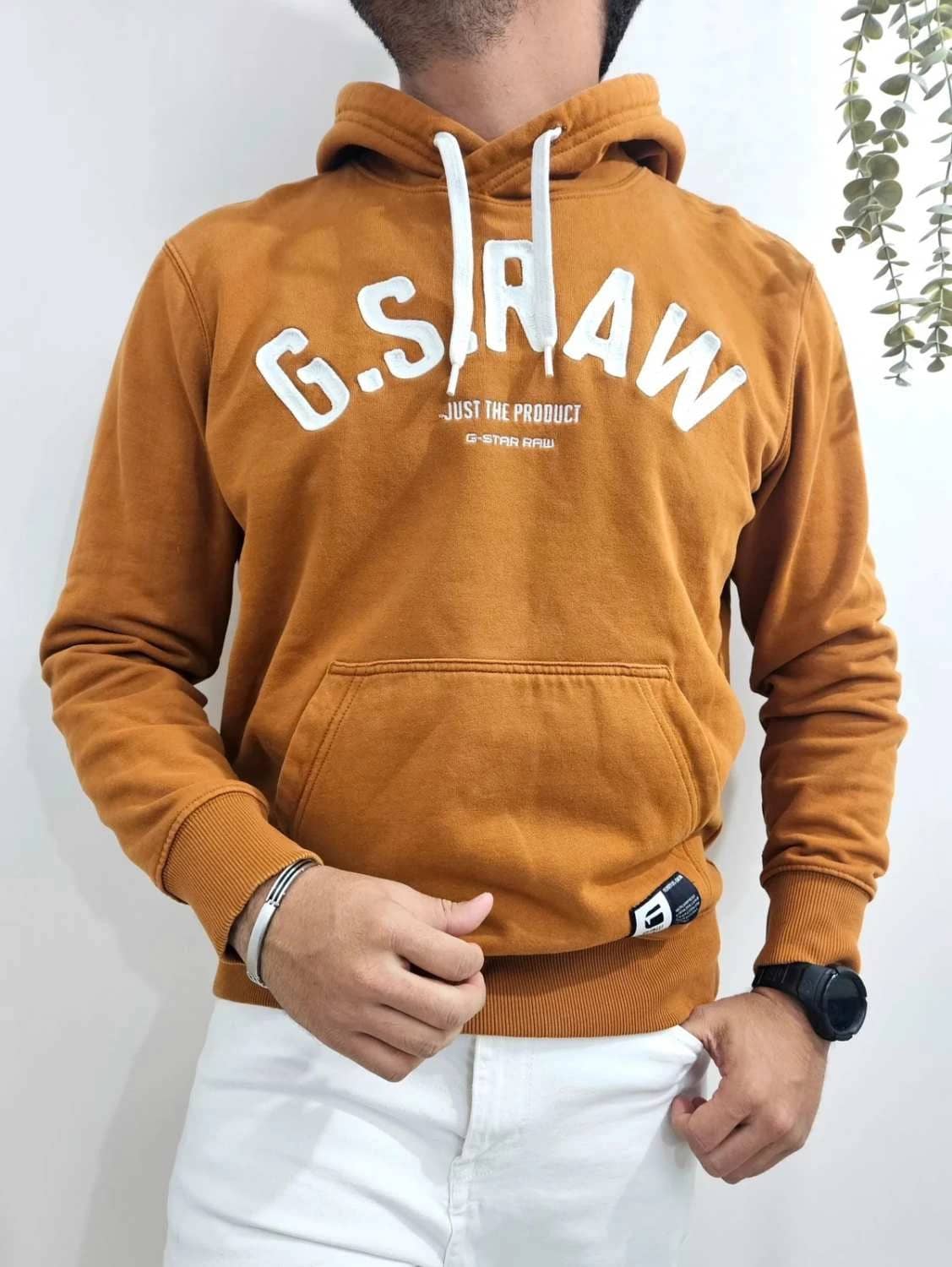 Sweat à capuche hoodie G-Star Raw marron logo brodé taille XL - FP251278