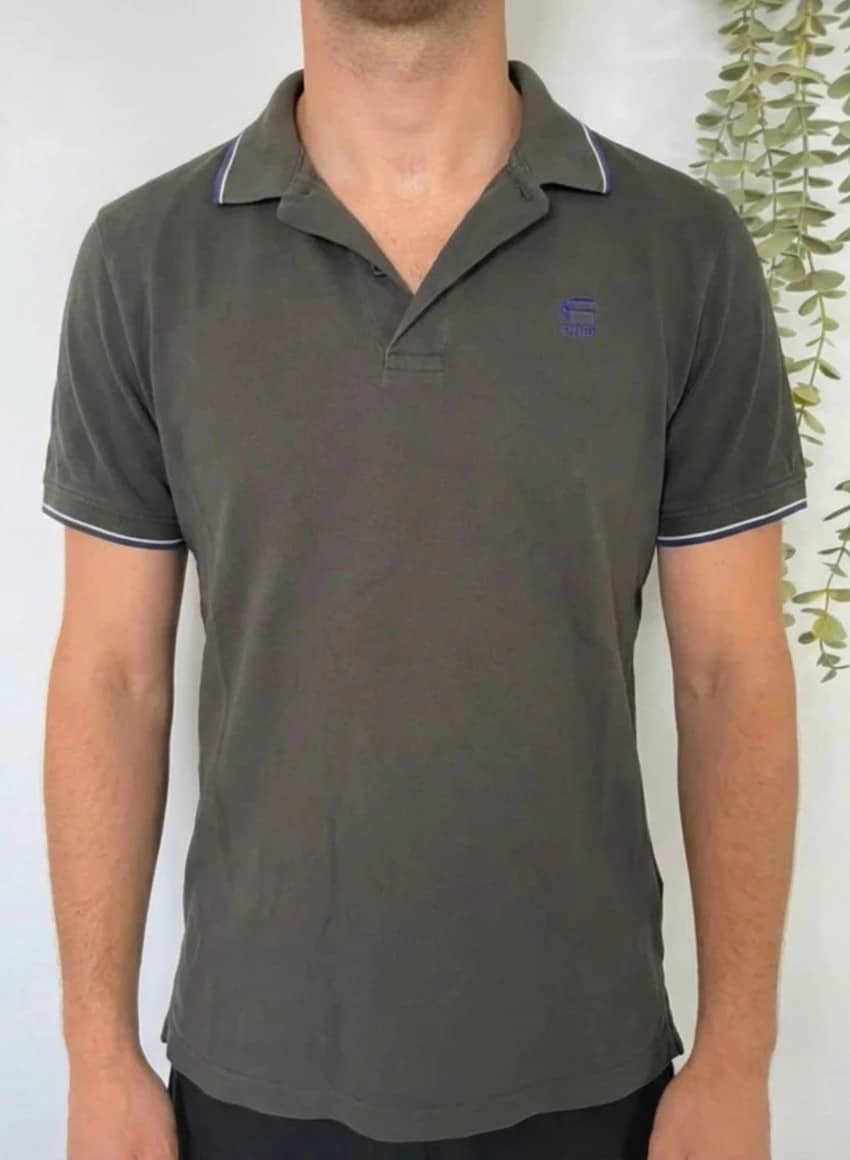 Polo G-Star Raw gris logo brodé violet - Taille M