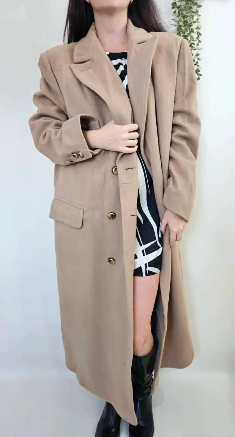 Manteau long/Trench beige laine et cachemire taille 46