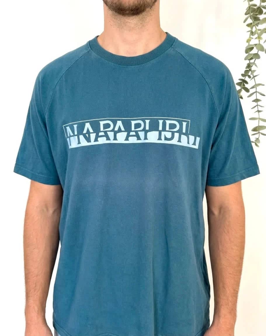 T-shirt coton Napapijri bleu logo geographic taille XL - FP2512183