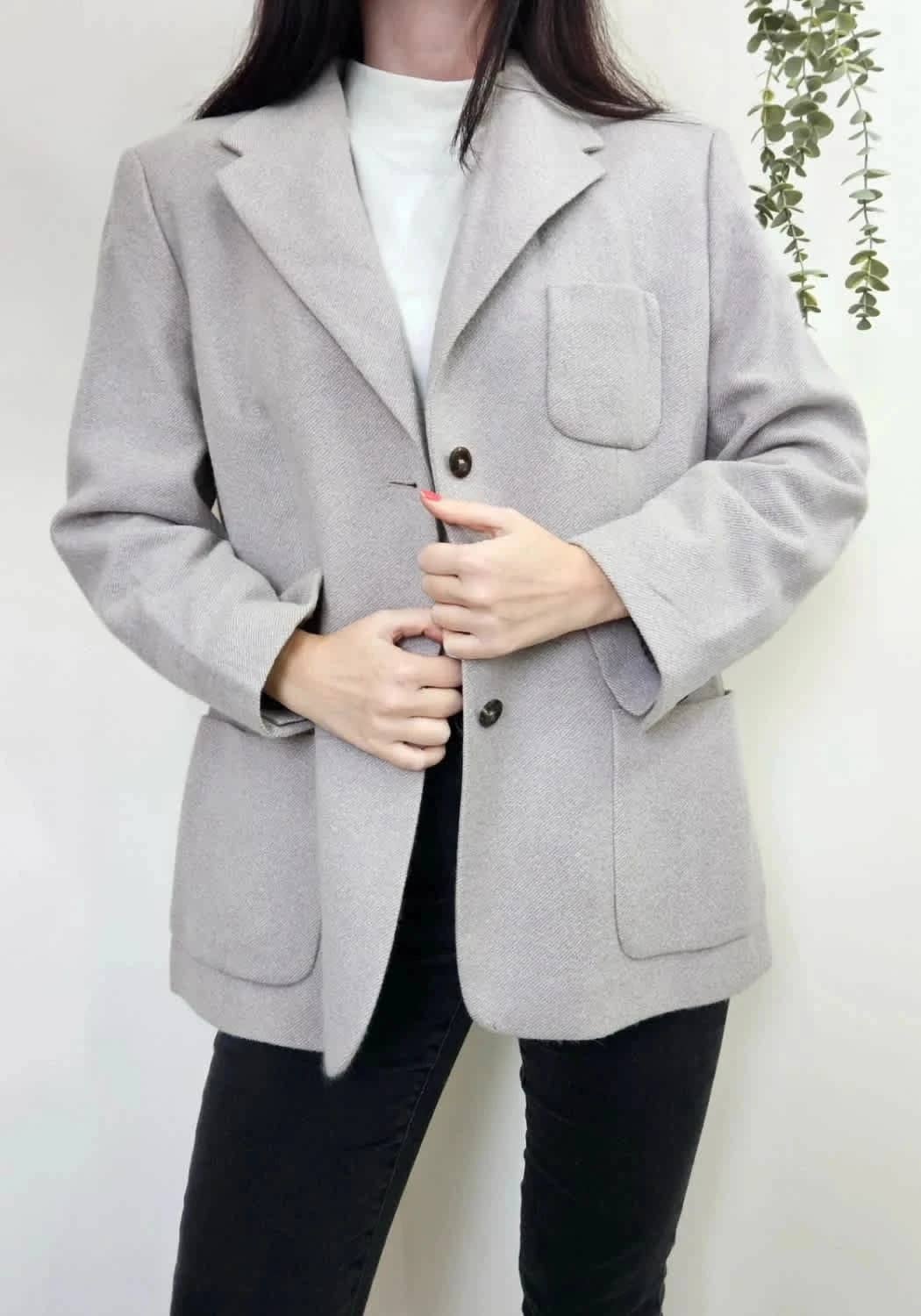 Blazer vintage beige Laurel en cachemire et alpaga taille 40