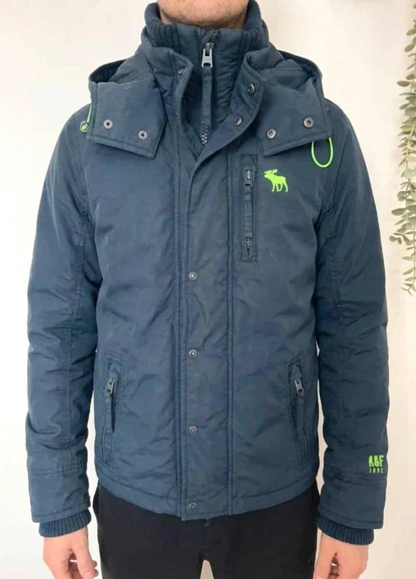 Blouson bleu marine Abercrombie & Fitch logo brodé vert taille S