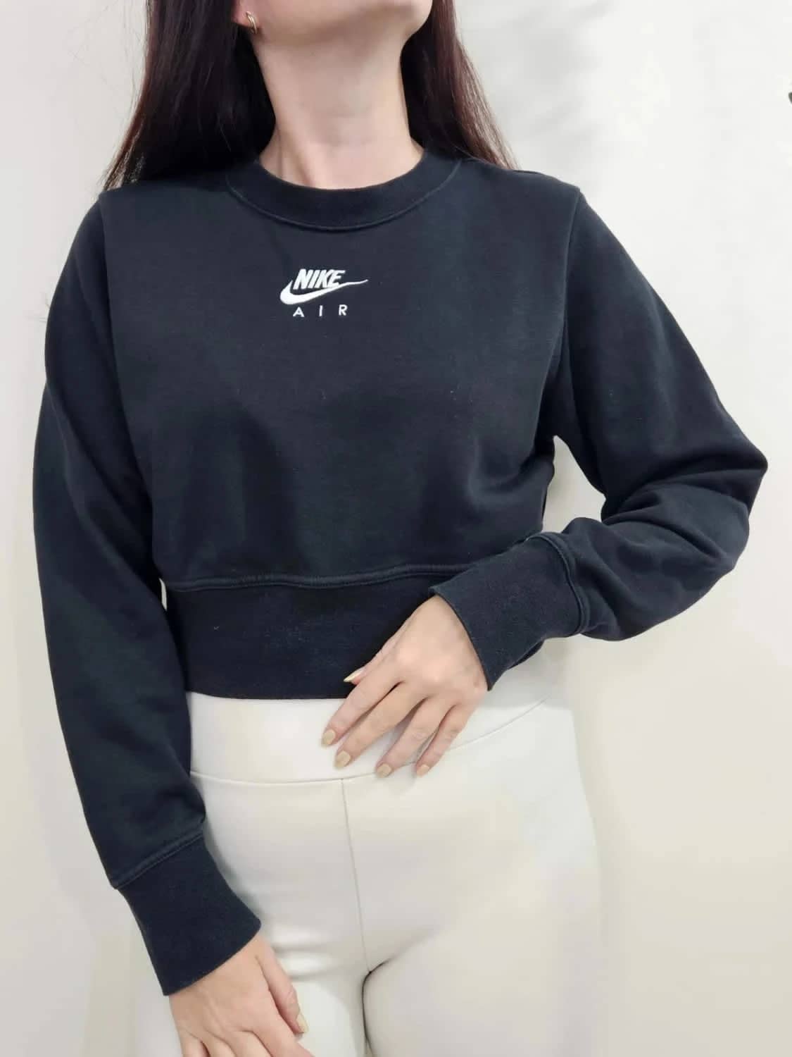 Nike Air Sweat crop noir logo brodé taille M