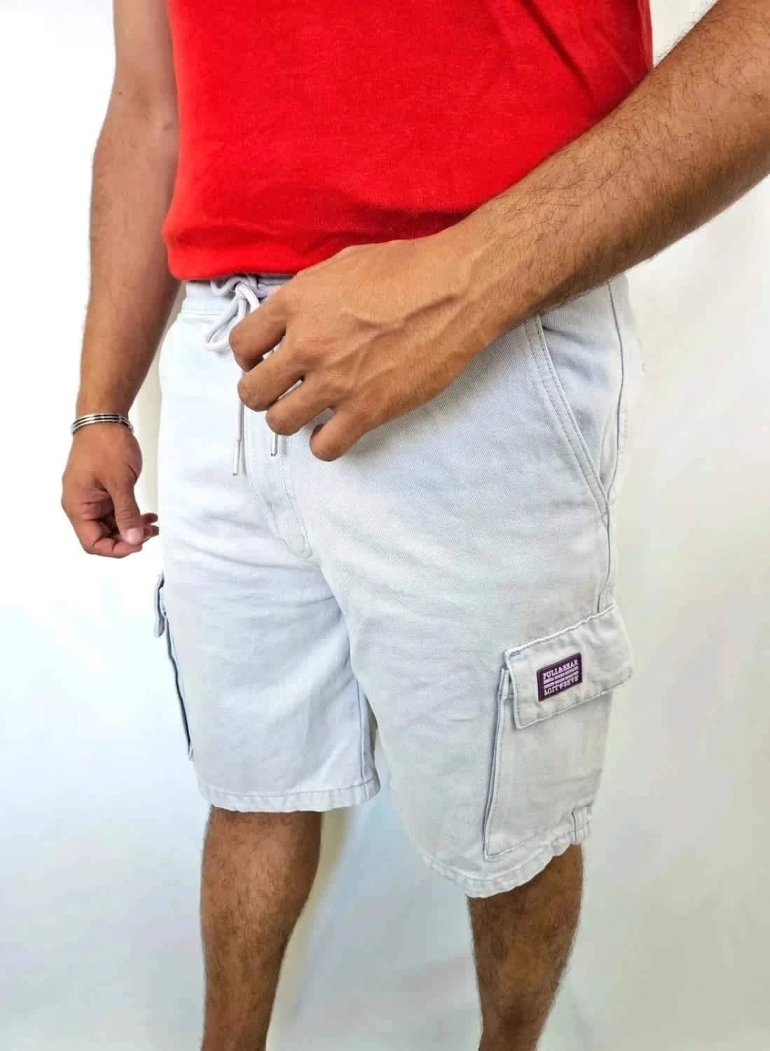 Short cargo élastique Homme Pull&Bear gris taille S