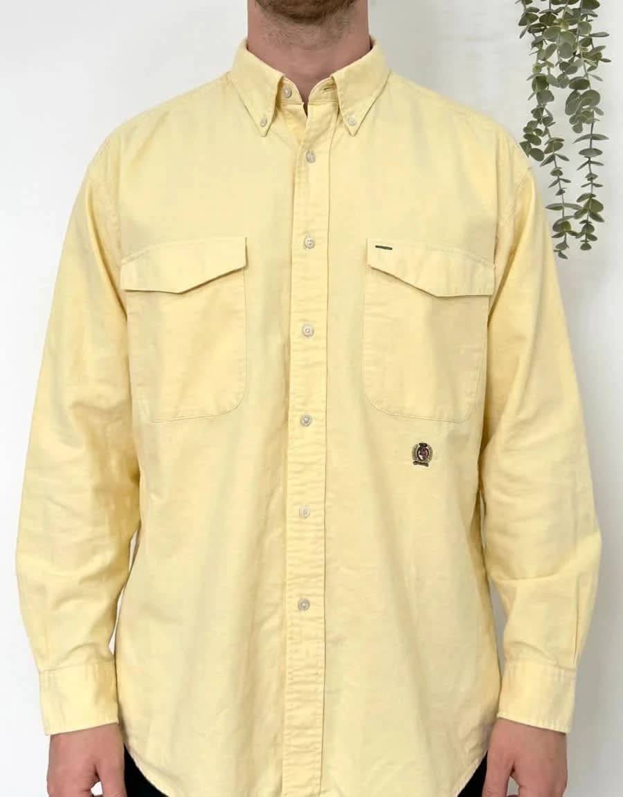 Chemise coton oxford Tommy Hilfiger jaune bouton col taille XXL - FP260164