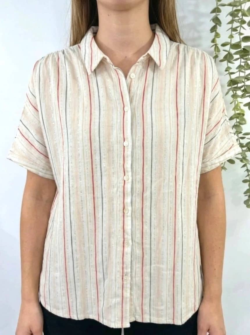 Chemise Vila à rayures colorées manches courtes taille 42
