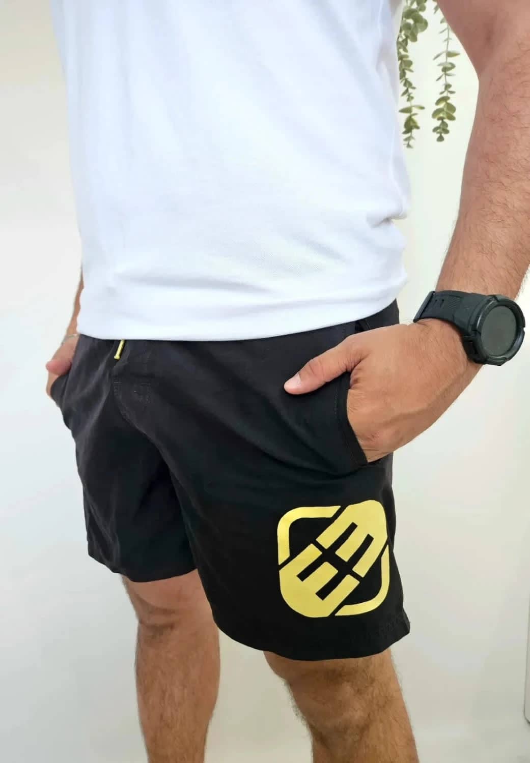 Short de bain noir et jaune fluo Freegun taille XL