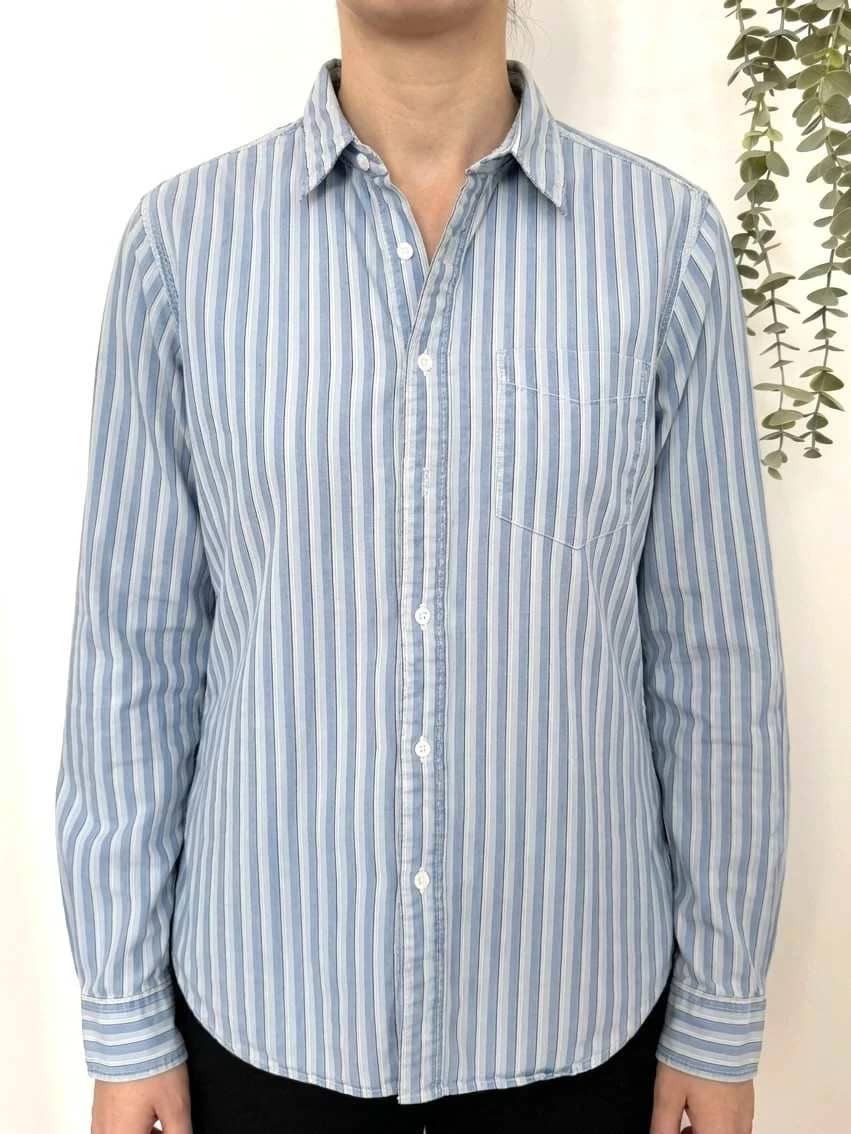 Chemise rayée coton Ralph Lauren RRL double RL bleu blanc taille L