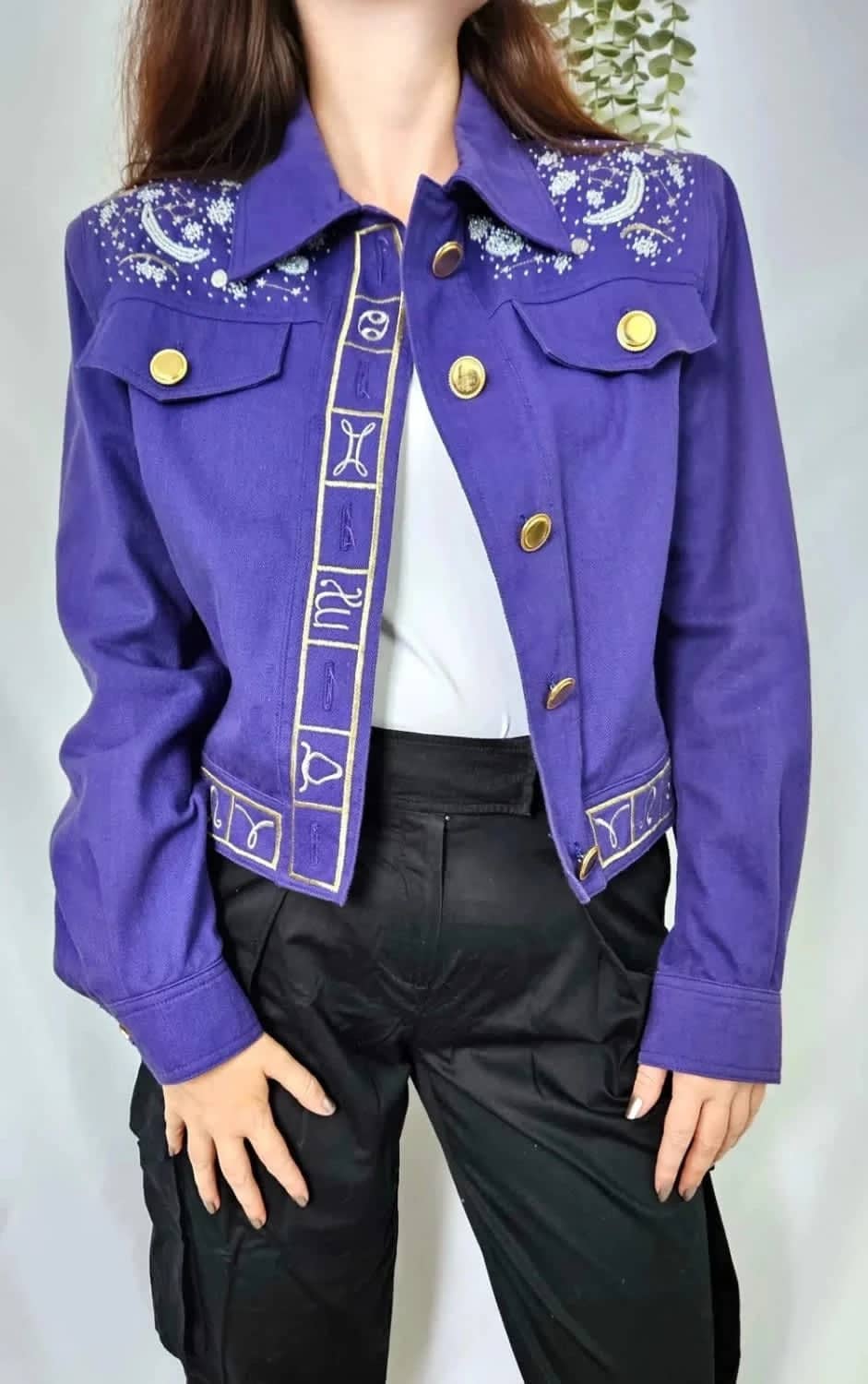 Veste Christian Llinares brodée astrologie taille 40 - Pièce rare et unique