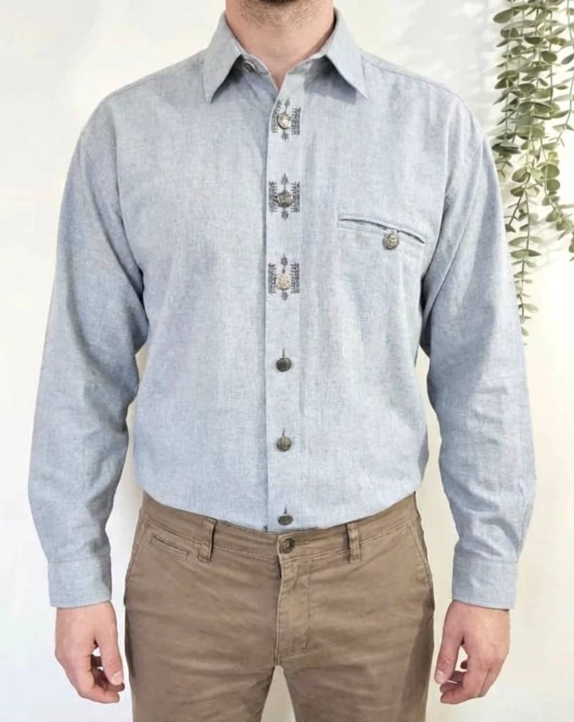Chemise manches longues grise traditionnelle avec détails Imperial Landhaus