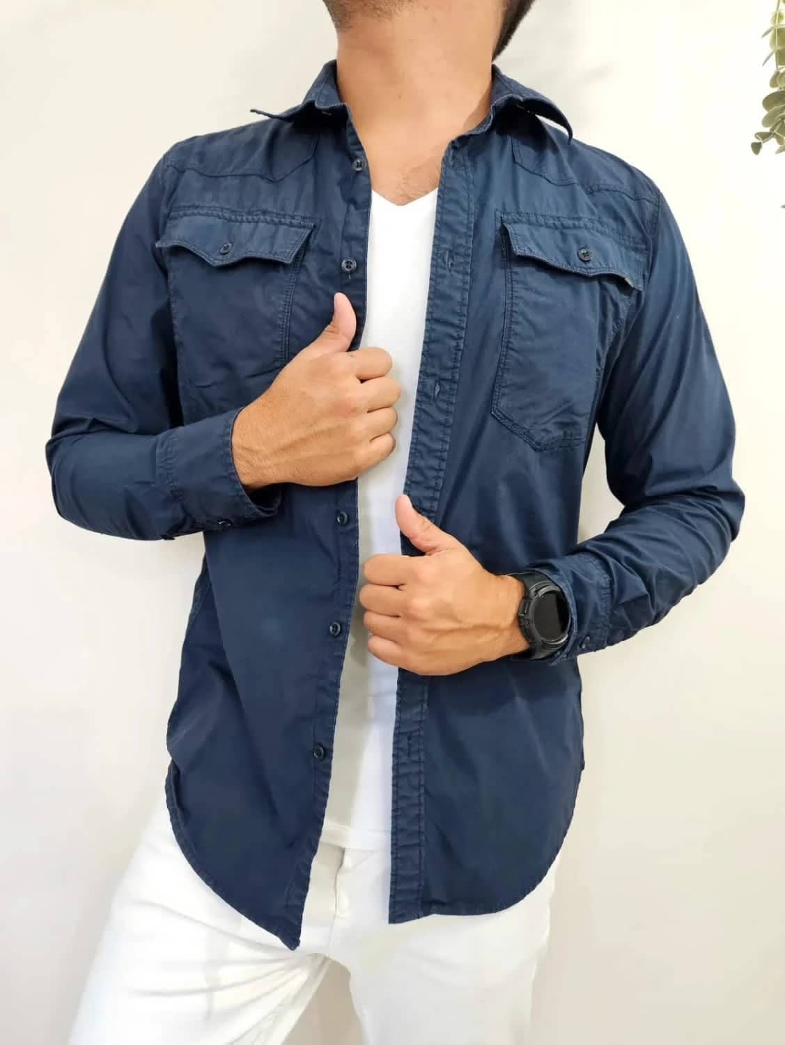 Chemise G-Star Raw bleu marine modèle 3301 manches longues coupe Utility taille XL