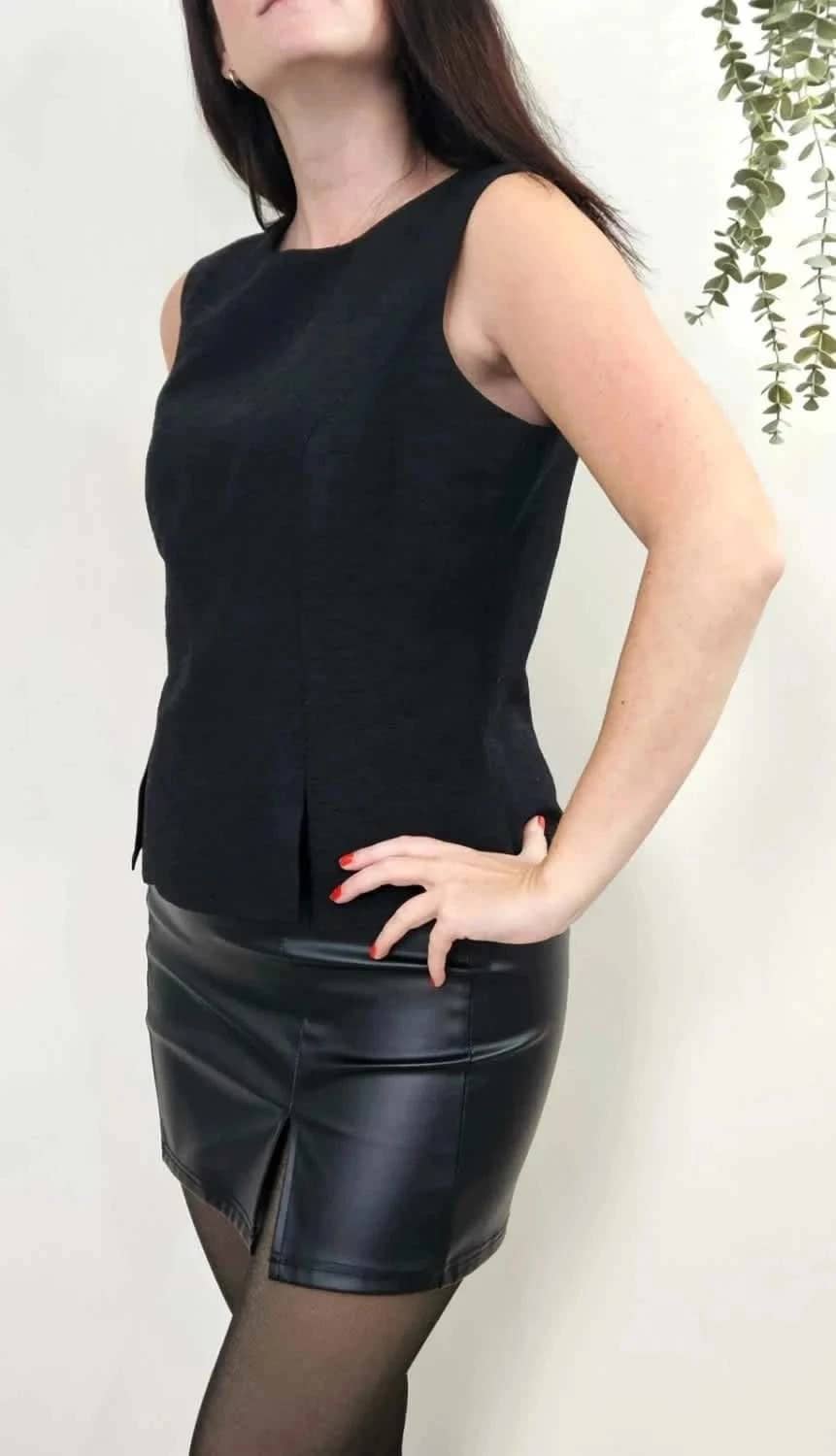 Top noir vintage effet lin Eskin taille 40