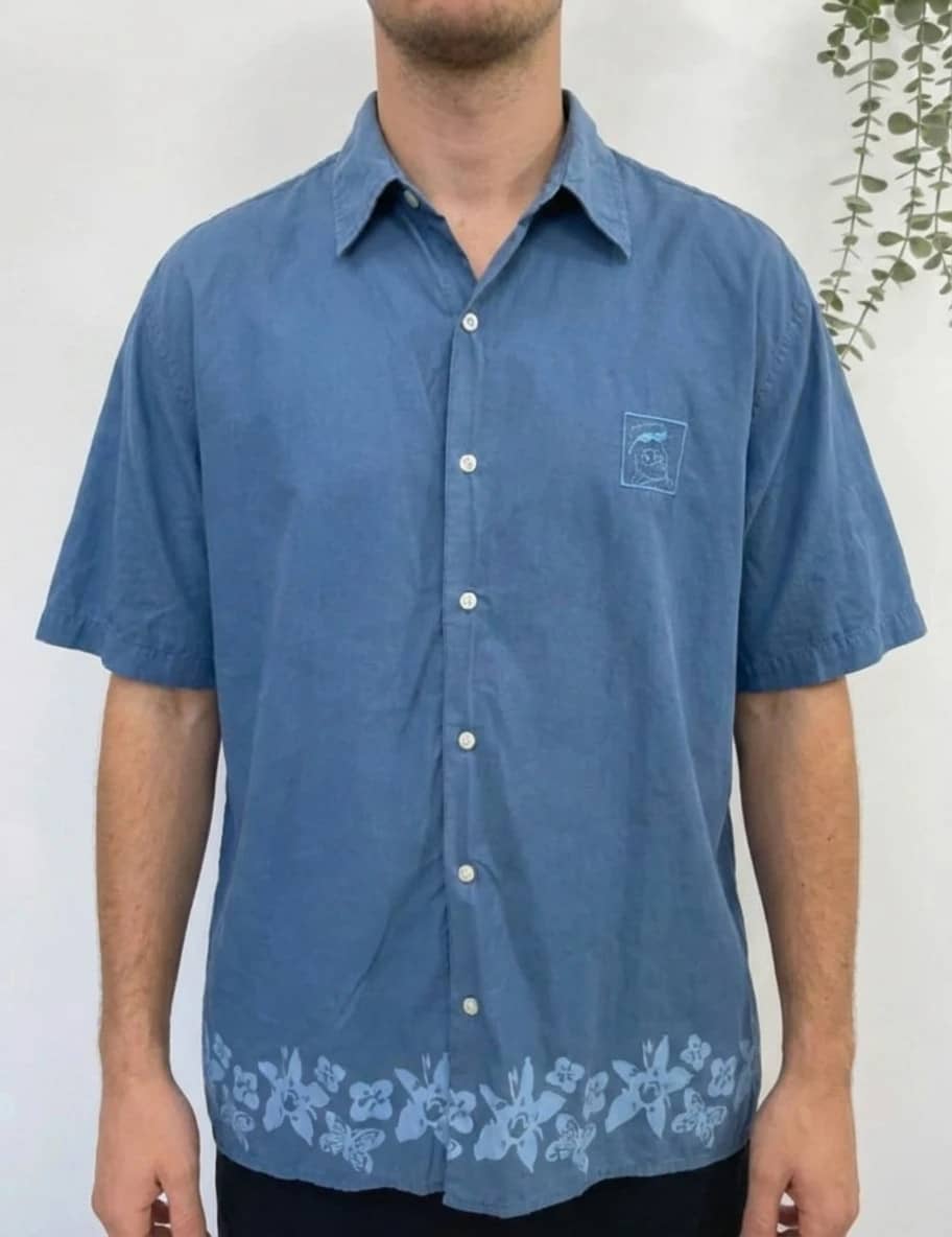 Chemise manches courtes bleue The Simpsons brodé 100% coton taille XL