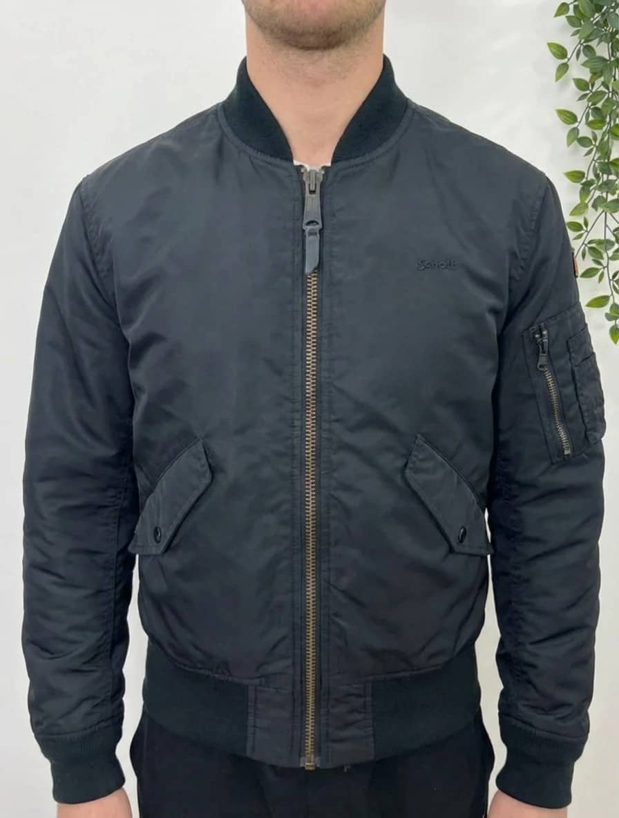 Veste Bomber noir Jacket American Schott logo brodé taille S