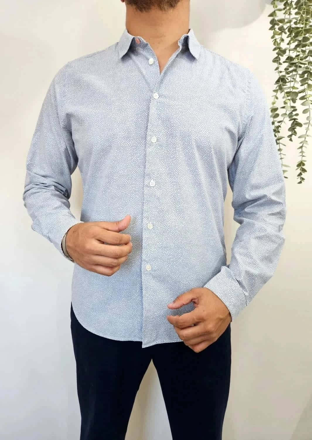 Chemise Paul Smith slim fit 100% coton bleu à pois taille XL