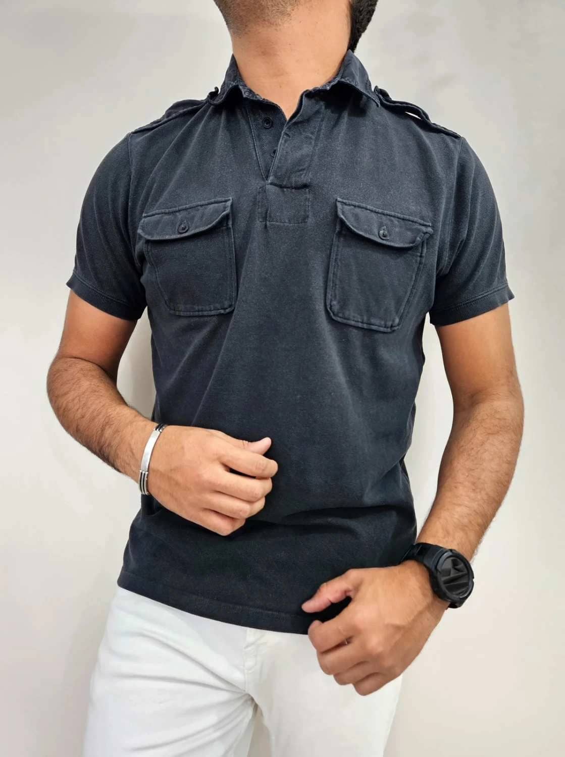 Polo manches courtes militaire Polo Ralph Lauren noir custom fit taille L - FP251260