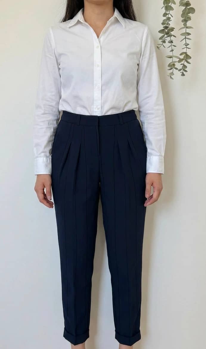 Pantalon tailleur à pinces American Vintage bleu marine taille S/M