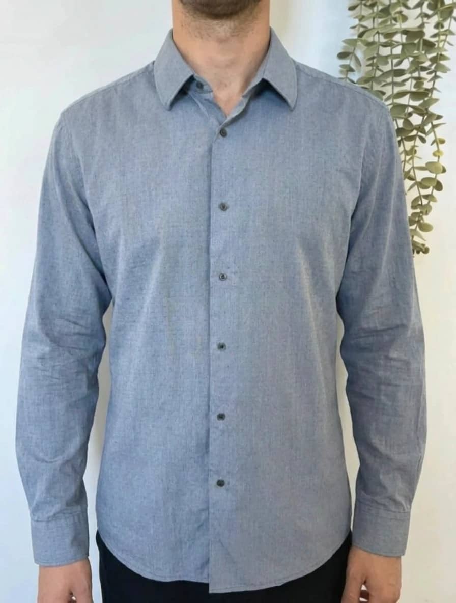 Chemise bleue manches longues boutons pressions Karl Lagerfeld taille 41