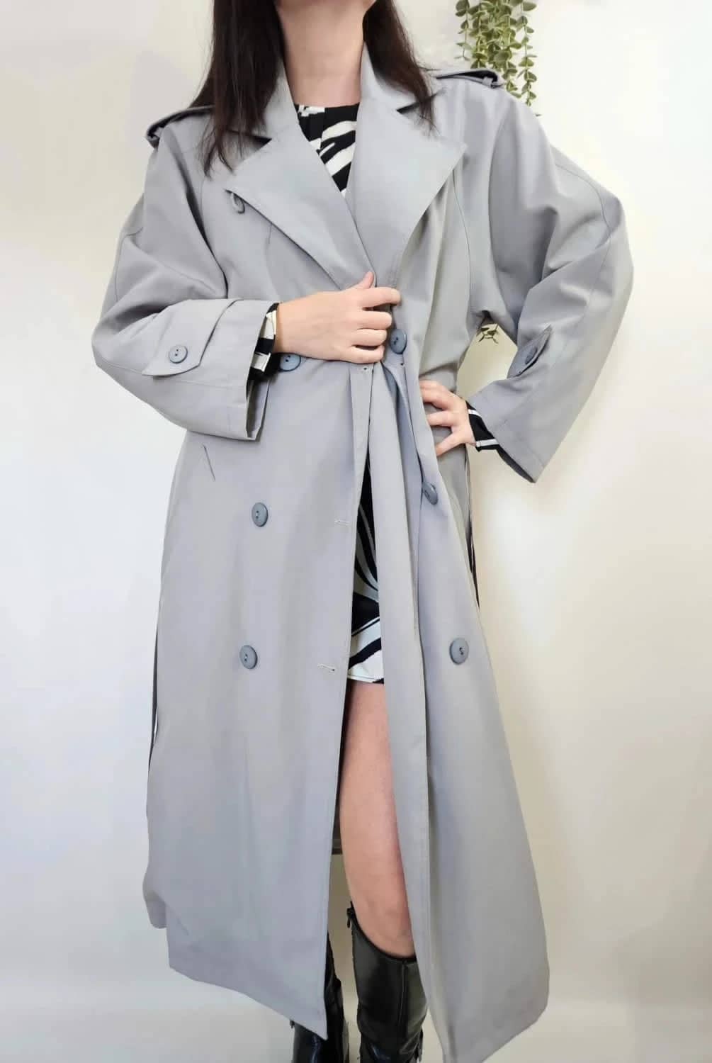 Trench long gris vintage