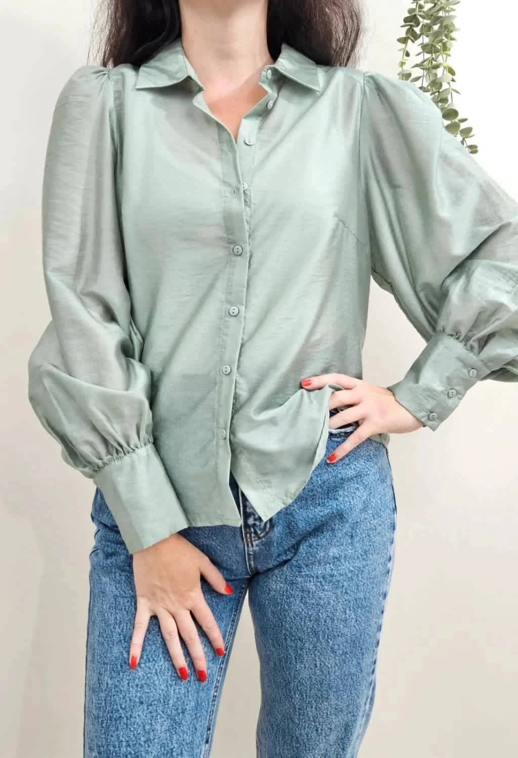 Blouse verte manches bouffantes MSCH taille S