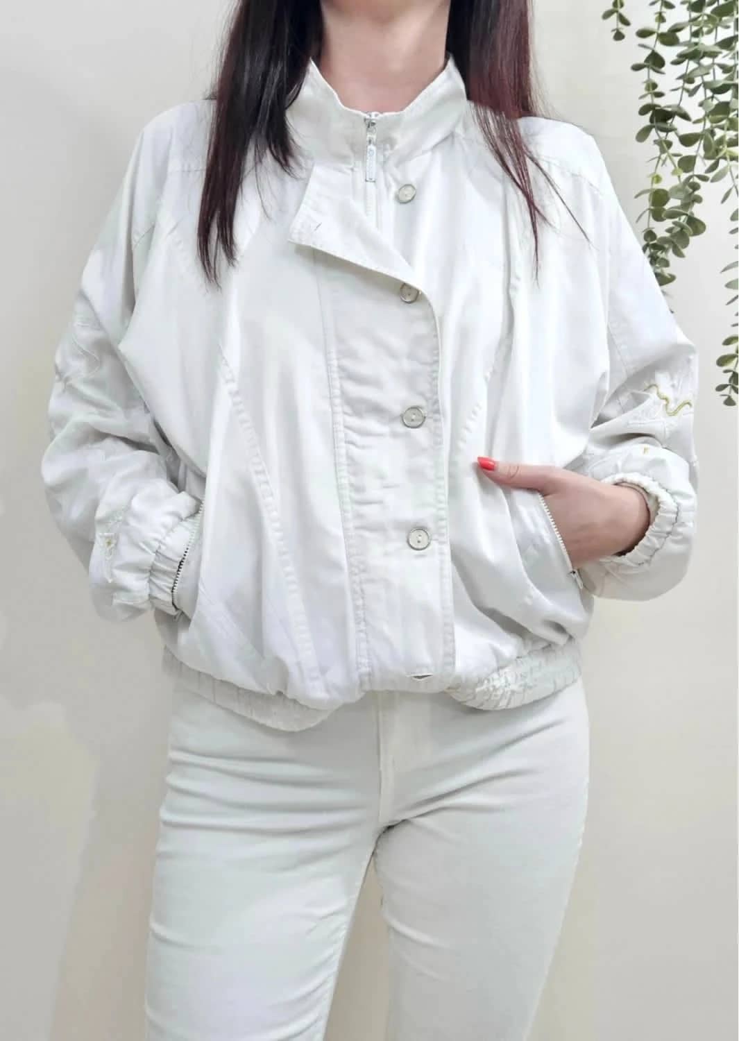 Veste/Track Jacket Adidas originals vintage 90s blanche brodée bomber taille 40