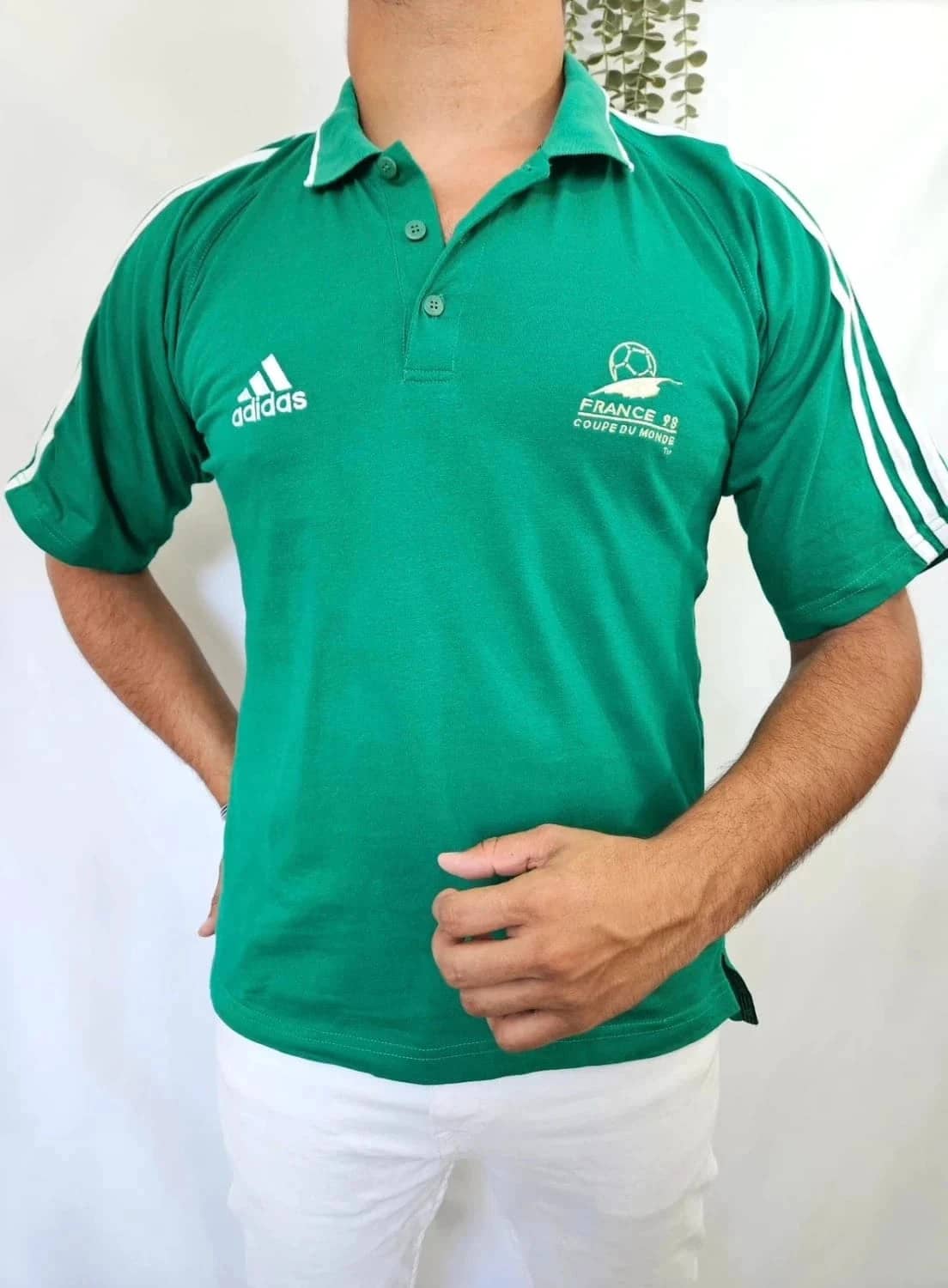 Polo adidas vintage france 98 coupe du monde vert taille M