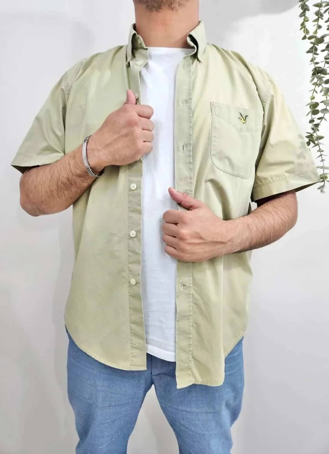 Chemise manches courtes verte Chevignon 100% coton taille XL
