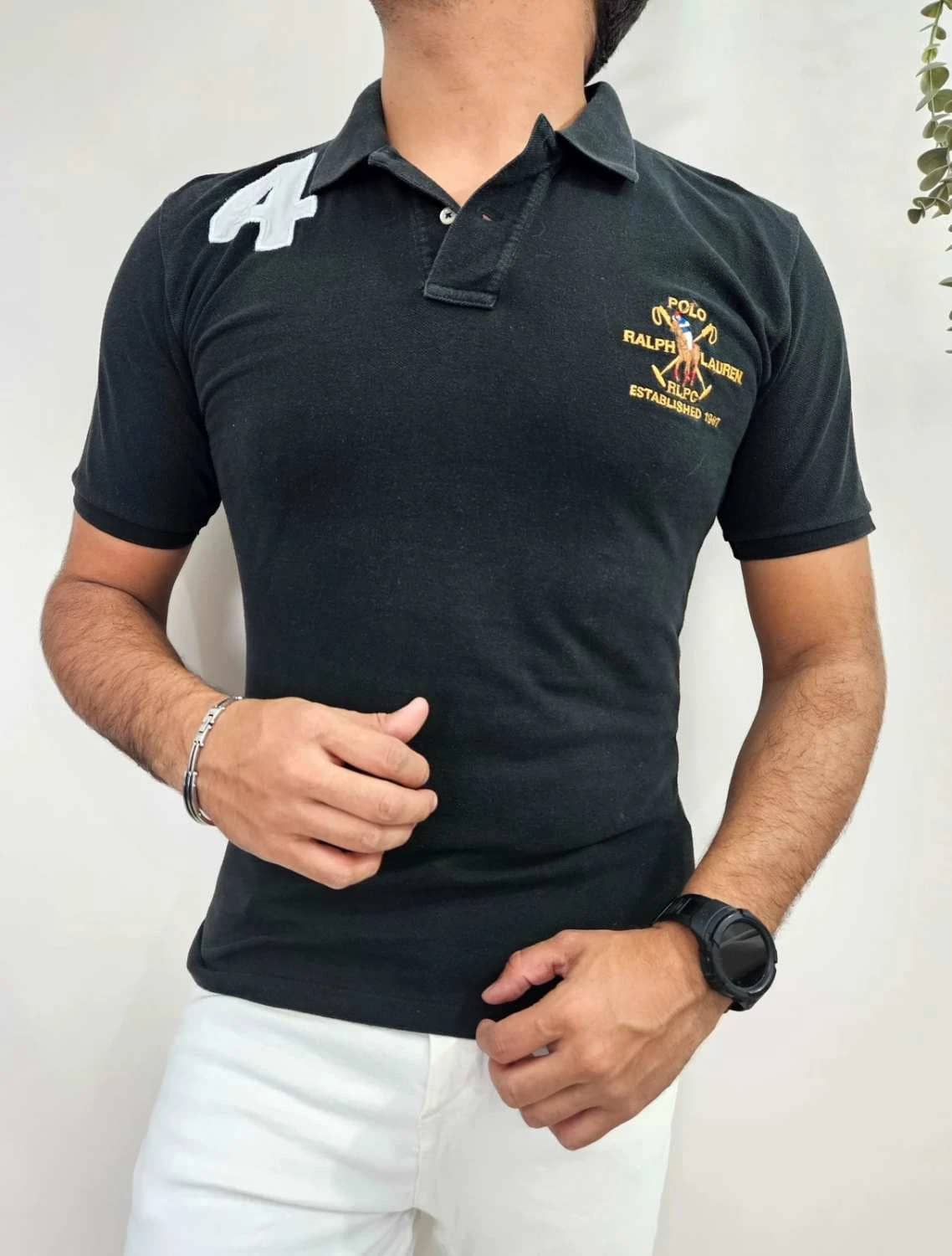 Polo coton Ralph Lauren noir patch 4 blason brodé taille S - FP251248