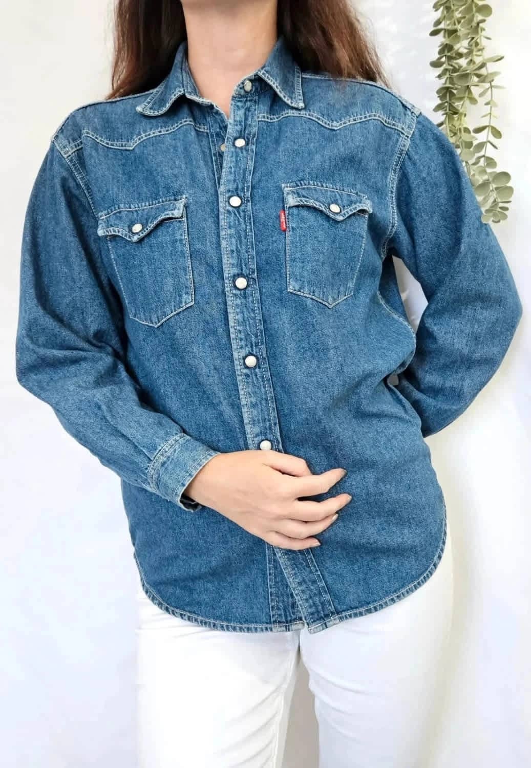 Veste/Chemise bleue en jeans Levi’s vintage taille XS