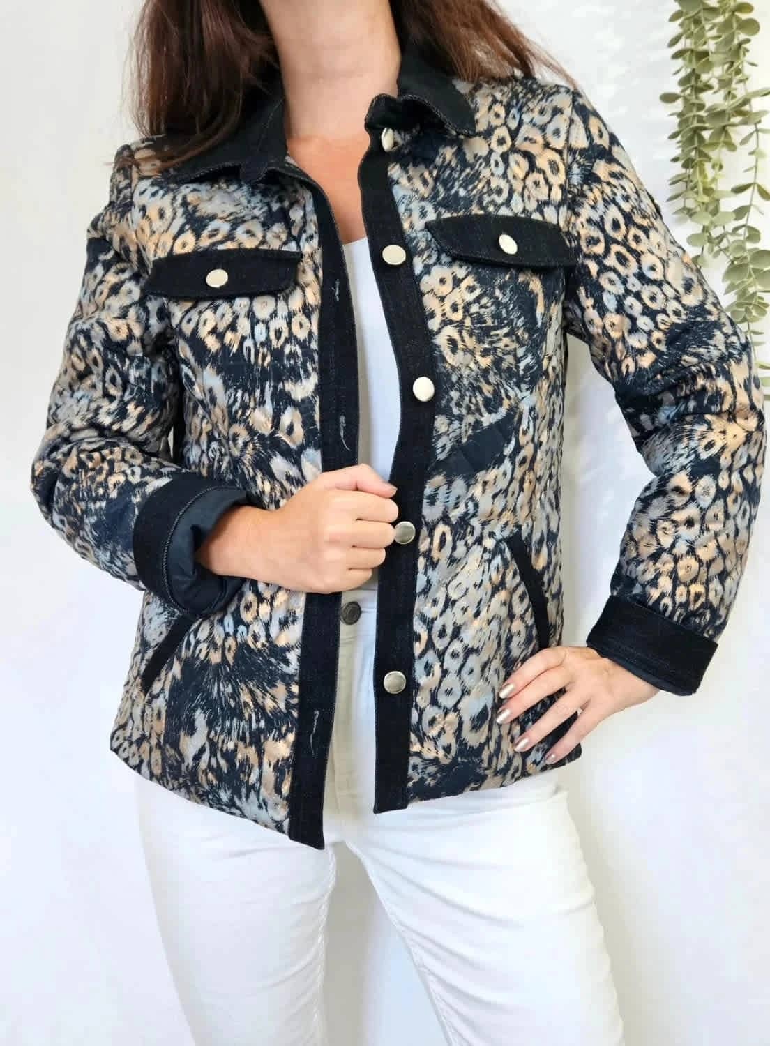 Veste en jean matelassée imprimée Christine Laure taille M
