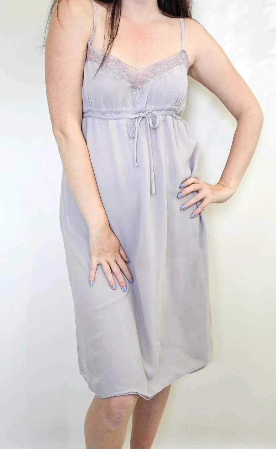 Robe dentelle à fines bretelles 100% soie lavande La Redoute taille 36