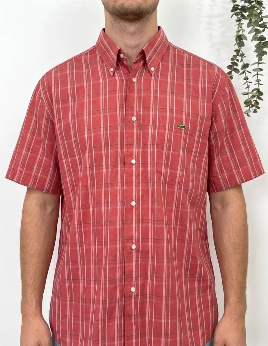 Chemise manches courtes à carreaux Lacoste rouge taille 42/L - FP260185