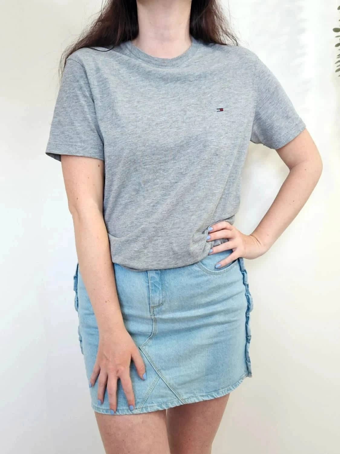 T-shirt gris logo brodé Tommy Hilfiger taille S