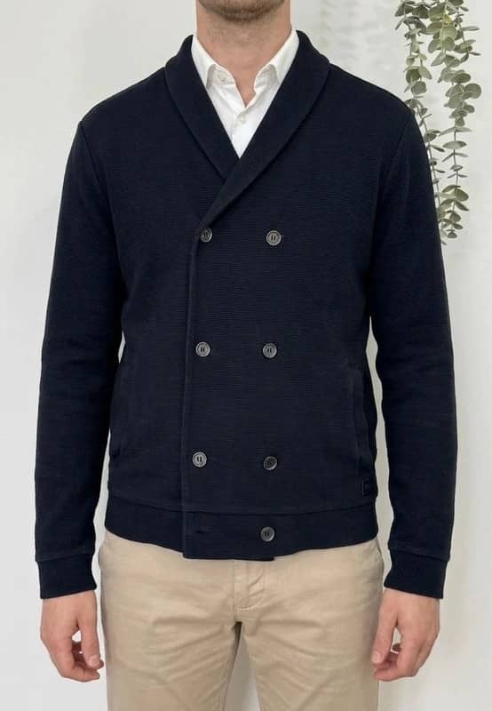 Gilet veste croisée Hugo Boss slim fit bleu marine taille S cardigan blazer