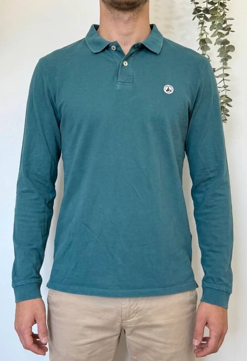 Polo piqué manches longues JOTT vert pétrole taille L